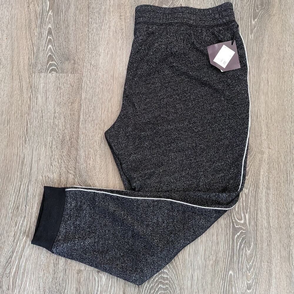AVA VIV NWT Women's Black/Silver Sparkle Elastic Waist Jogger Pants Size 2X